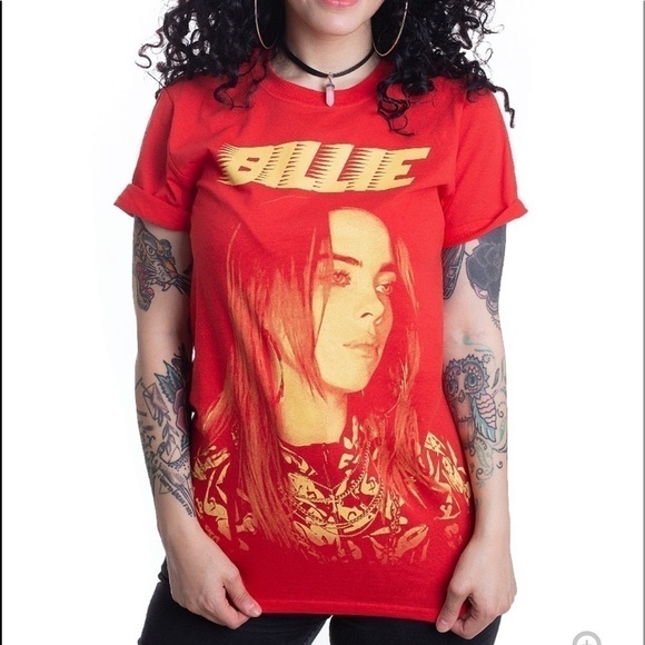Billie Eilish Orange Portrait Racer Logo Shirt/ Unisex - Picture 10 of 11